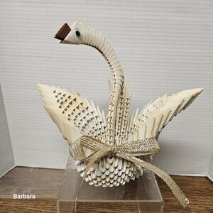 Vintage 3D Paper Origami Swan